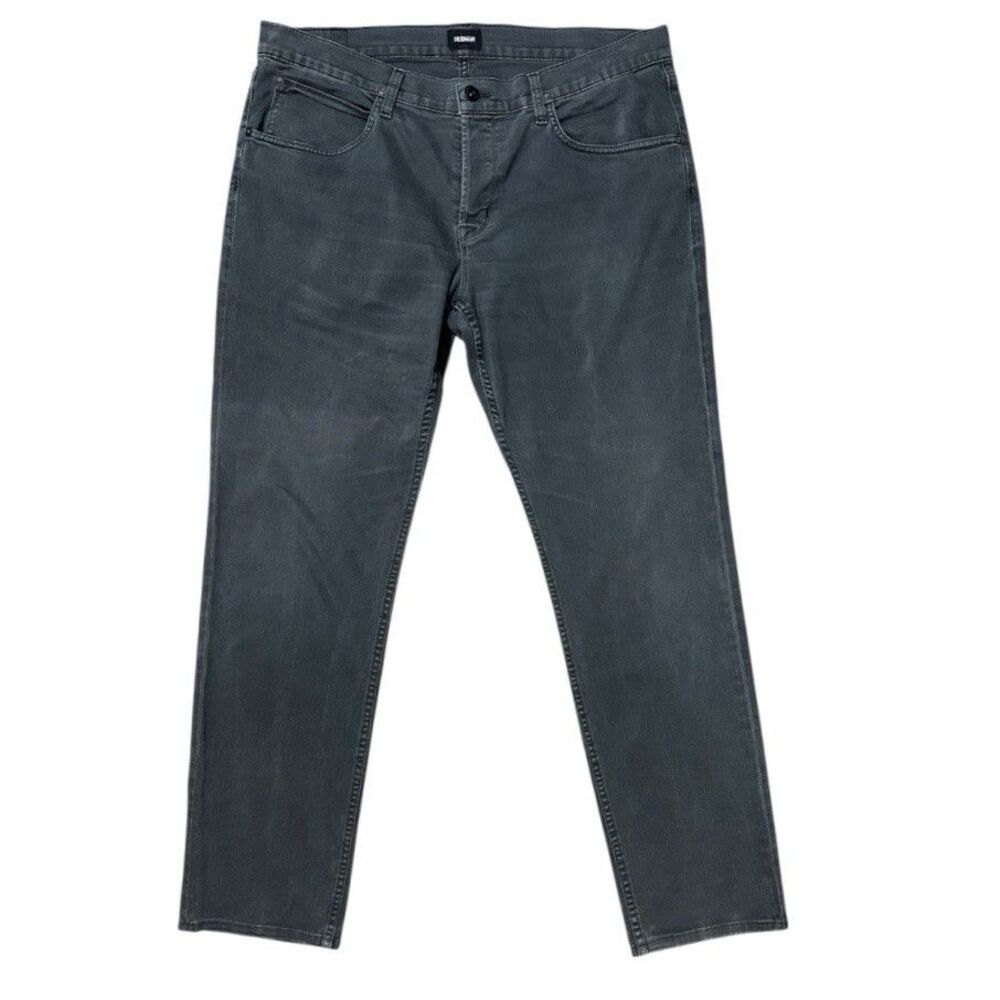 Hudson Blake Slim Straight Jeans Button Fly Denim Black Gray Mens 38X32 Casual